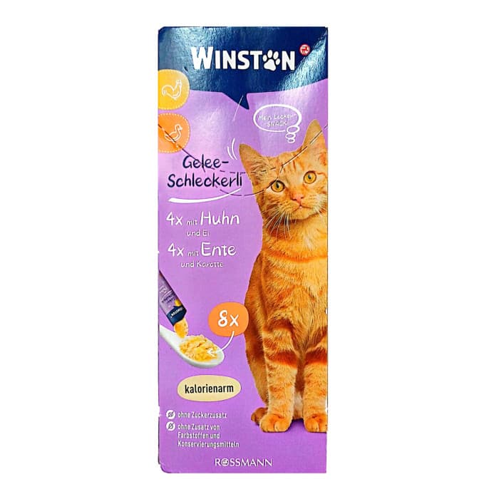 بستنی گربه وینستون با طعم مرغ و اردک Winston Schleckerli Chicken & Duck بسته 8 عددی
