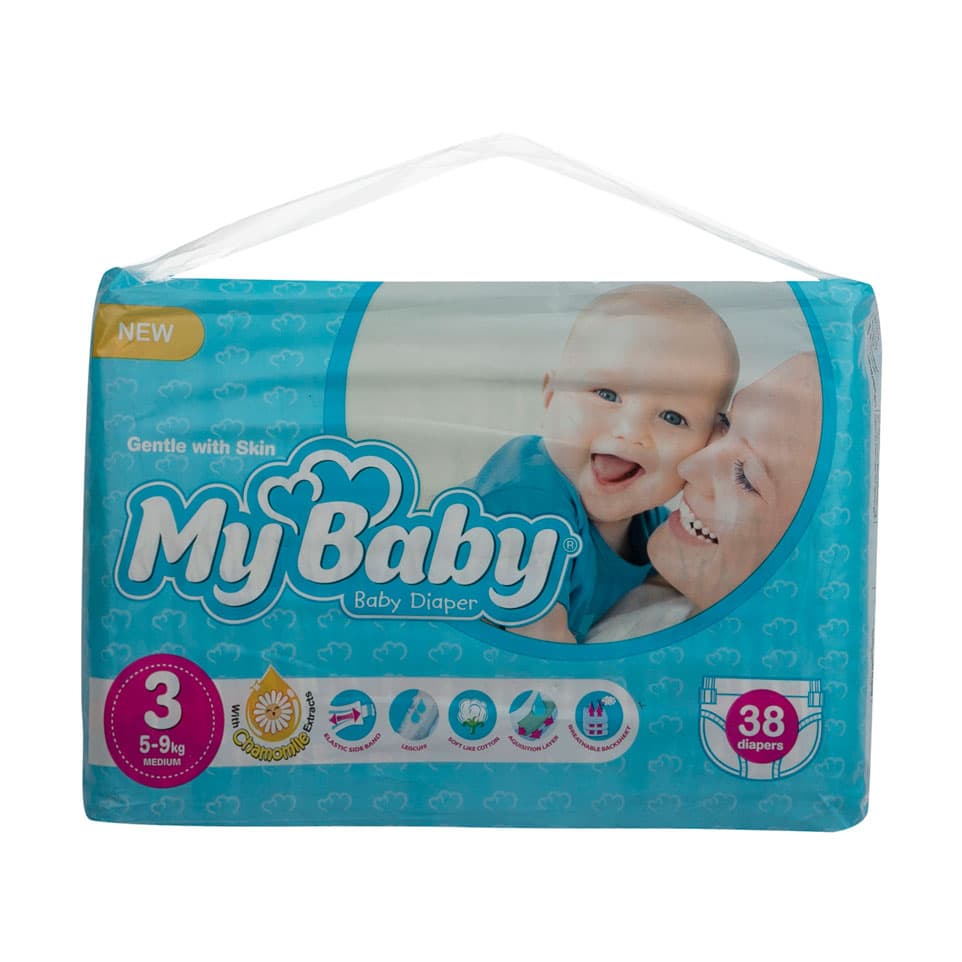 پوشک بچه سری بابونه سایز 3 متوسط مای بیبی 38 عددی
