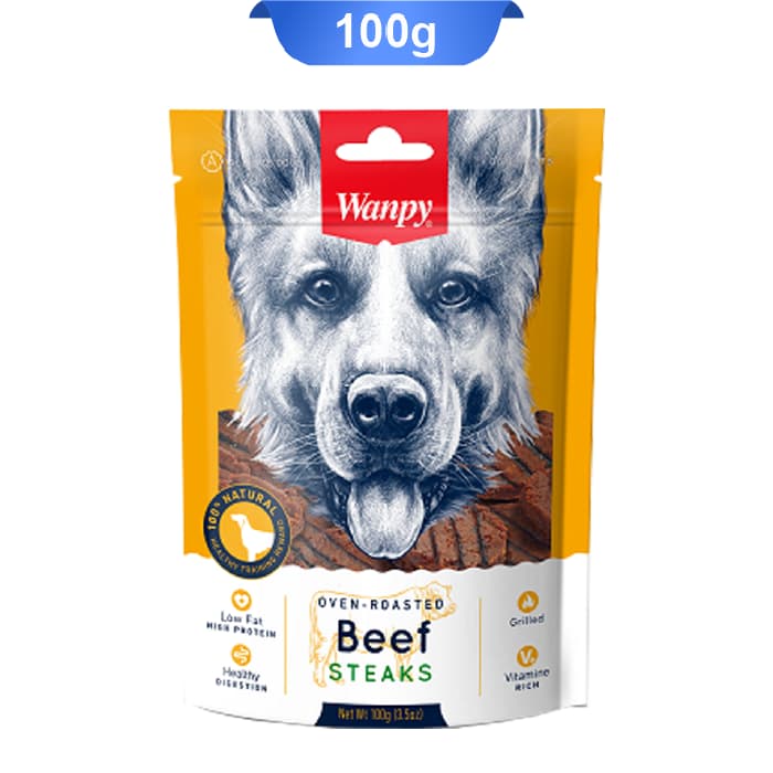 تشویقی سگ ونپی مدل استیک طعم گوشت وزن 100 گرم Wanpy Beef Steaks