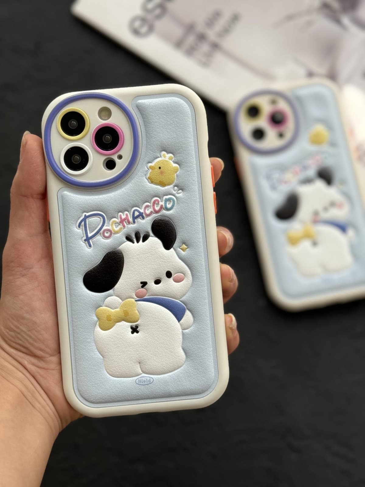 قاب موبایل آیفون توله سگ پوچاکوی چرمی برجسته