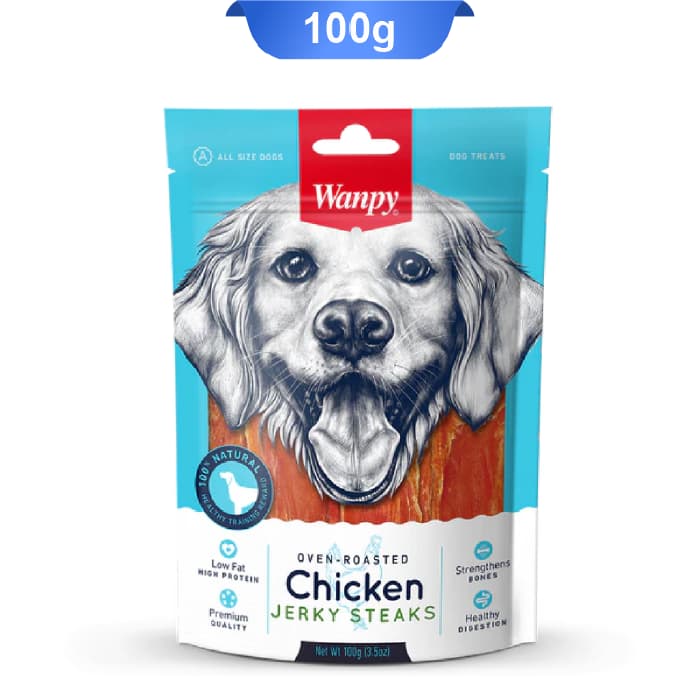 تشویقی سگ ونپی استیک طعم مرغ وزن 100 گرم Wanpy Chicken Jerky Steaks