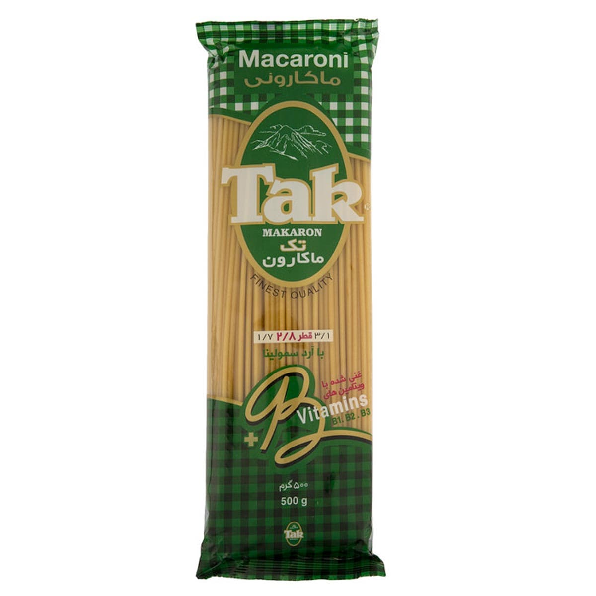 اسپاگتی غنی شده قطر 2/8 تک ماکارون 500 گرم