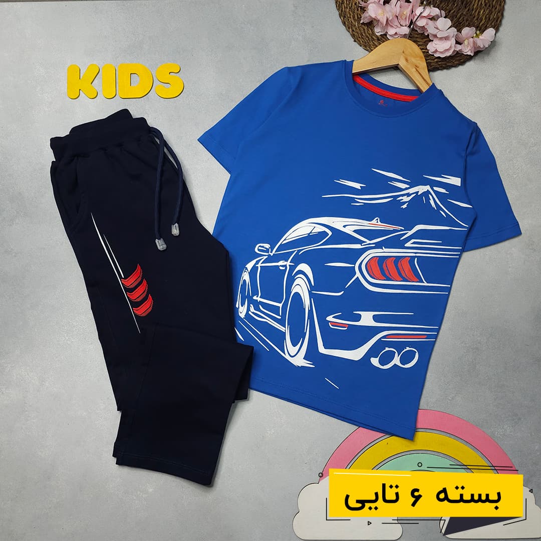 خرید عمده تیشرت شلوار پسرانه طرح ماشین بزرگ | بچگانه (6 تایی)