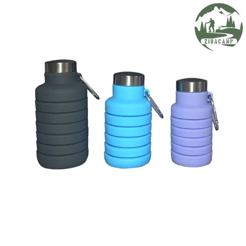 قمقمه سیلیکونی تاشو درب استیل گنجایش ۵۰۰ میلی لیتر