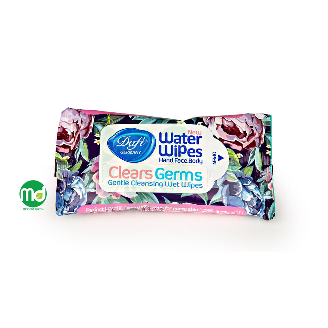 دستمال مرطوب پاک کننده دافی برای دست و صورت 12عددی
