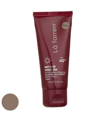 کرم ضد آفتاب و ضد لک رنگی لافارر SPF40 (رنگ برنز) مخصوص پوست های خشک و معمولی