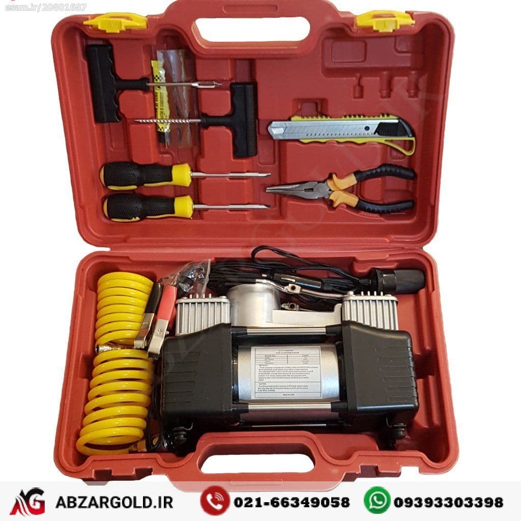 پمپ باد فندکی دو سیلندر با لوازم مدل TURBO