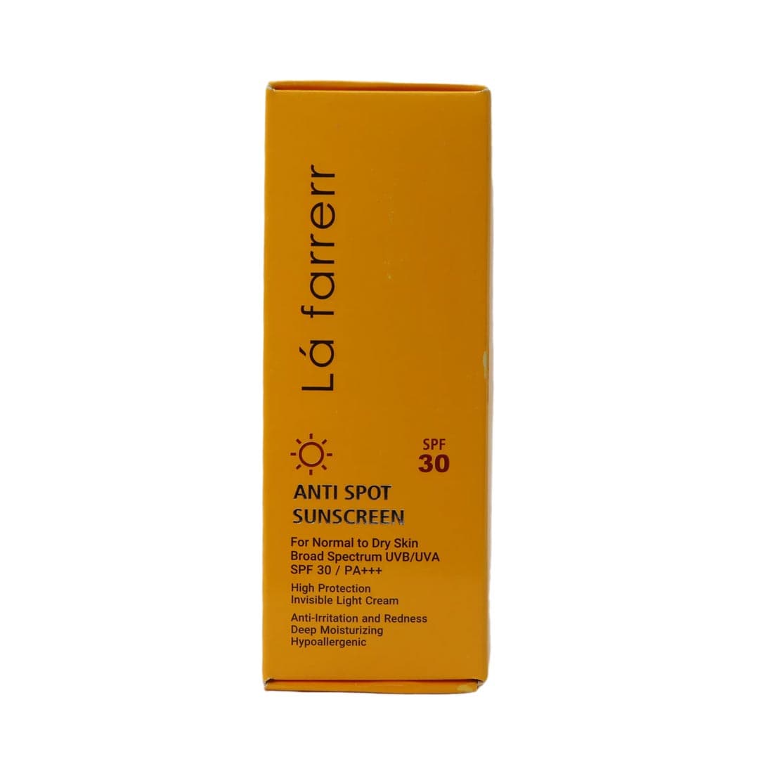 کرم ضد آفتاب و ضد لك اس پی اف 30 بي رنگ مناسب پوست خشک 40 گرم لافارر