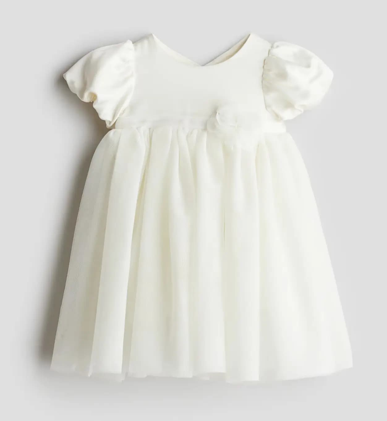 پیراهن تور سفید با گل توری