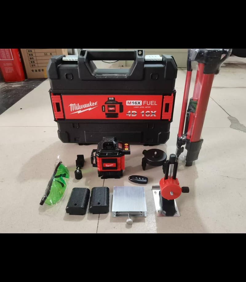 تراز لیزری 4 خط 16 لاین نور سبز پایه دار طرح میل واکی مدل 4d