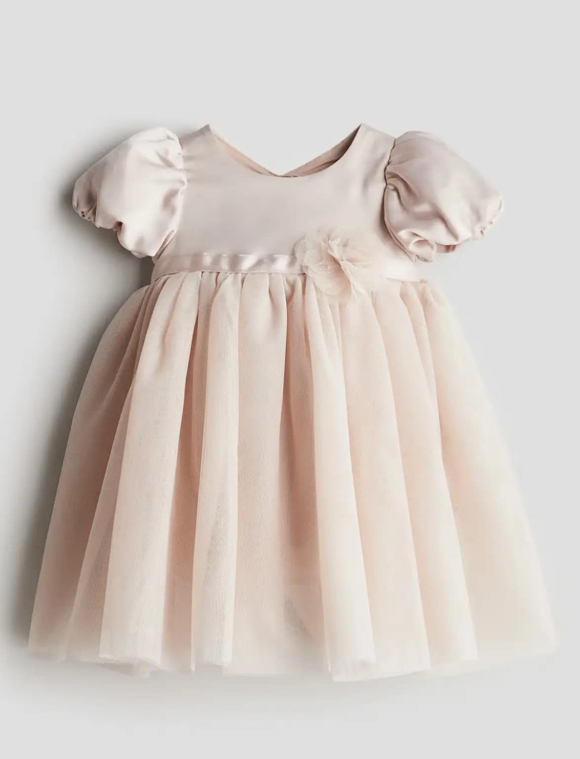 پیراهن صورتی تور با گل توری