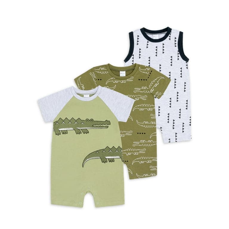 پک 3عددی رمپر نوزادی پسرانه طرح دایناسور برند pl:baby