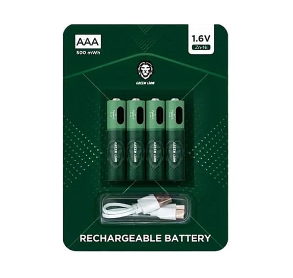 باتری نیم قلمی قابل شارژ گرین لاین مدل GNRGBAAA بسته چهار عددی