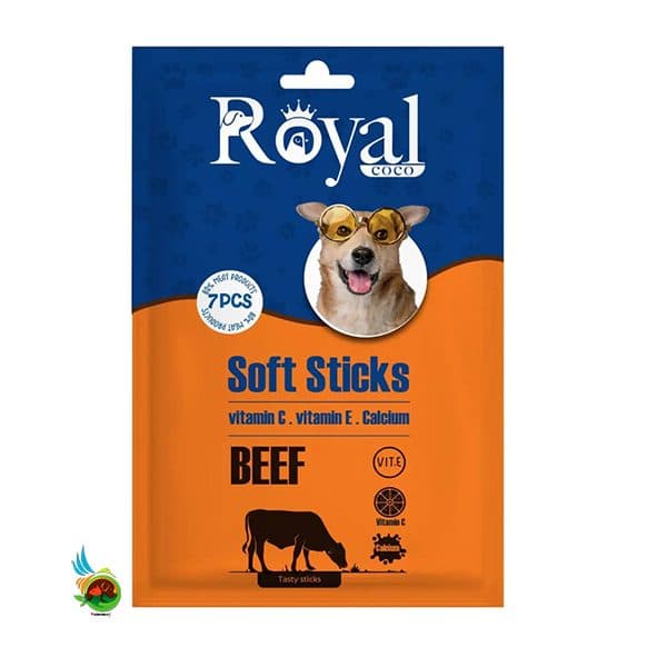 اسنک تشویقی مدادی نرم مخصوص سگ رویال کوکو با طعم گوشت گاو بسته 7 عددی