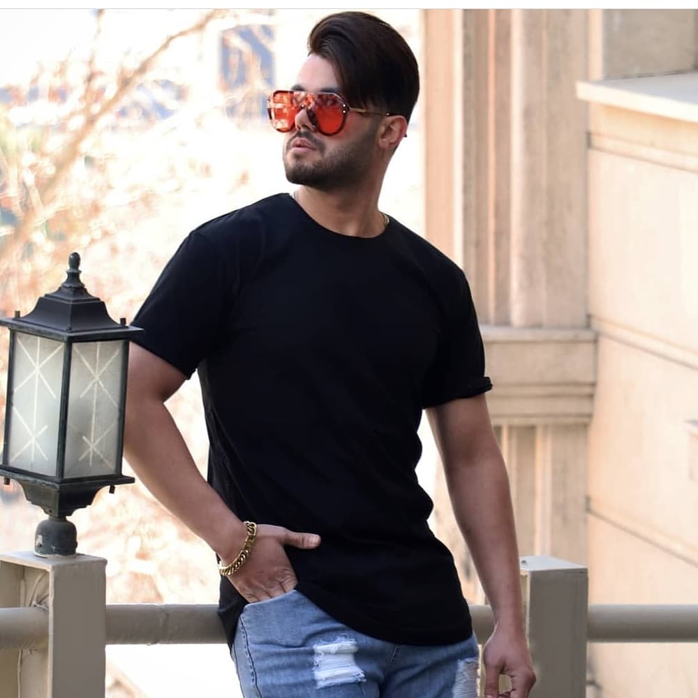 تیشرت مردانه مشکی بیسیک نخ پنبه کد 5452121