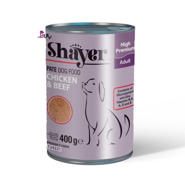 کنسرو سگ شایر پته مرغ و گوشت قرمز (400 گرم)