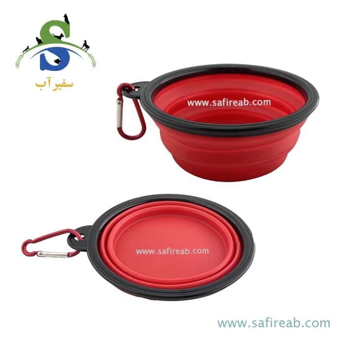 ظرف آب و غذای تاشو مسافرتی سایز L سگ و گربه
