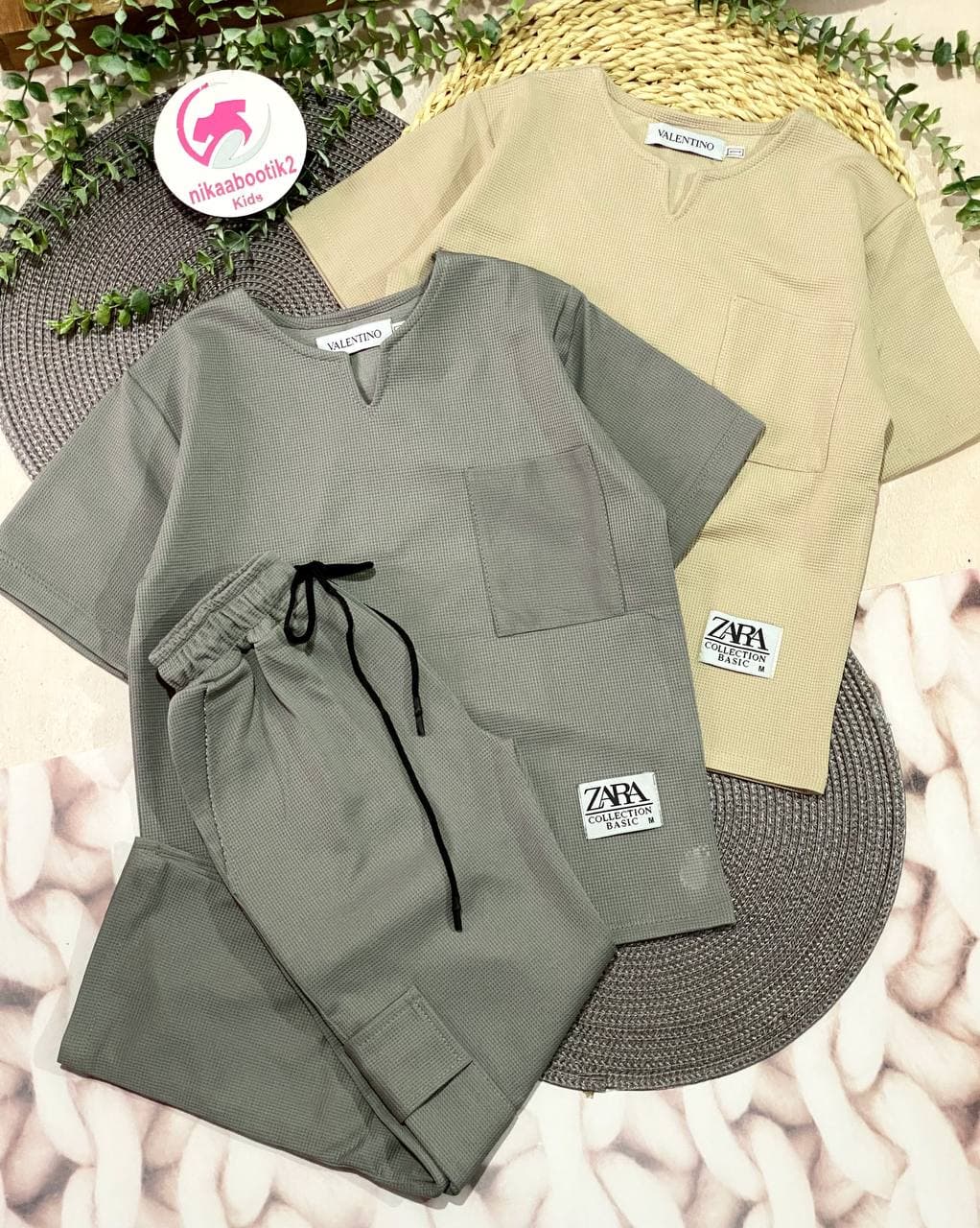 ست بیسکویتی یقه کوبایی ZARA