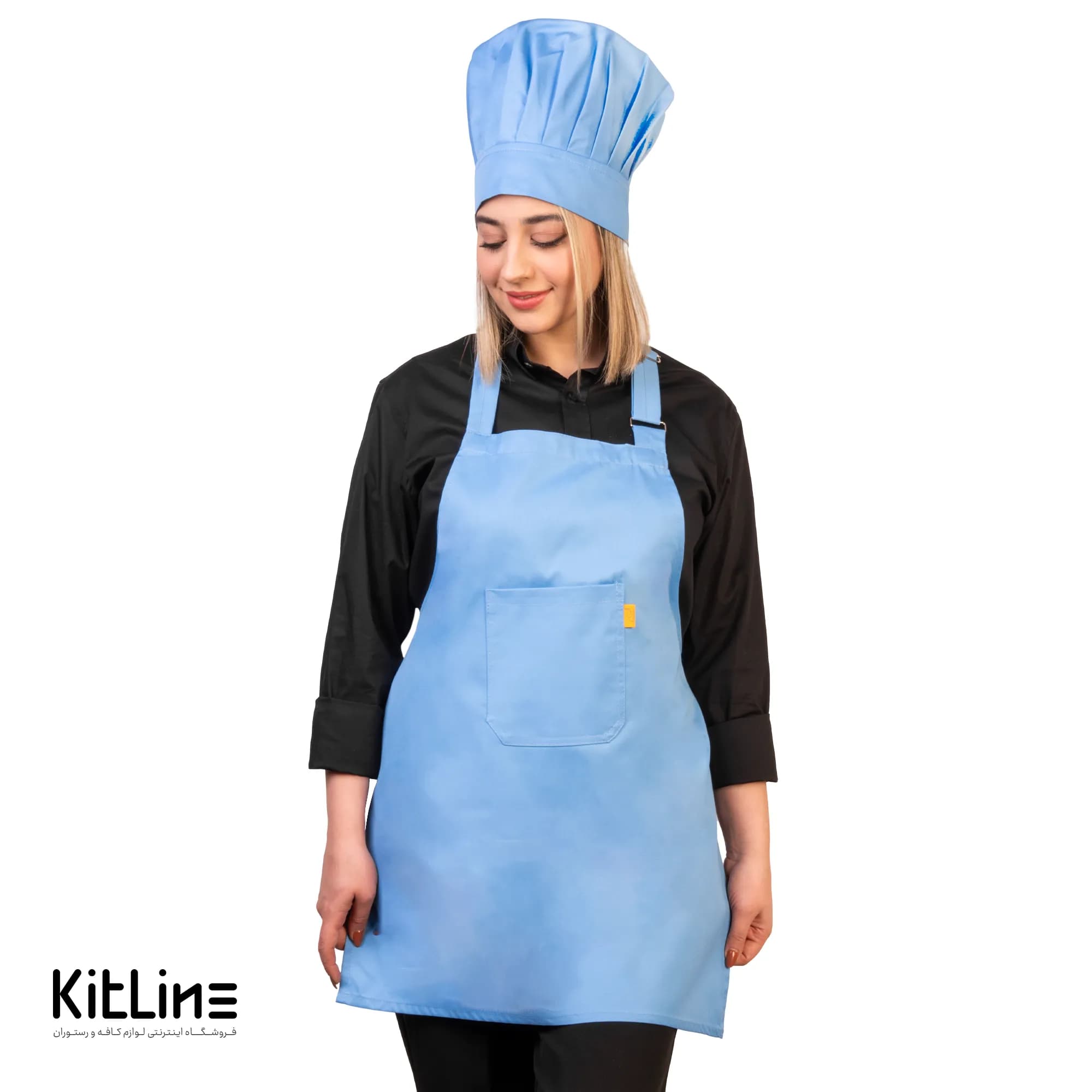 پیشبند ترگال کجراه آبی روشن پوشاکو