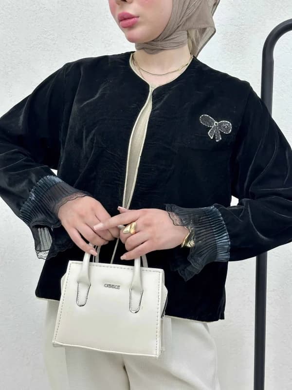 کت مخمل آستین تور