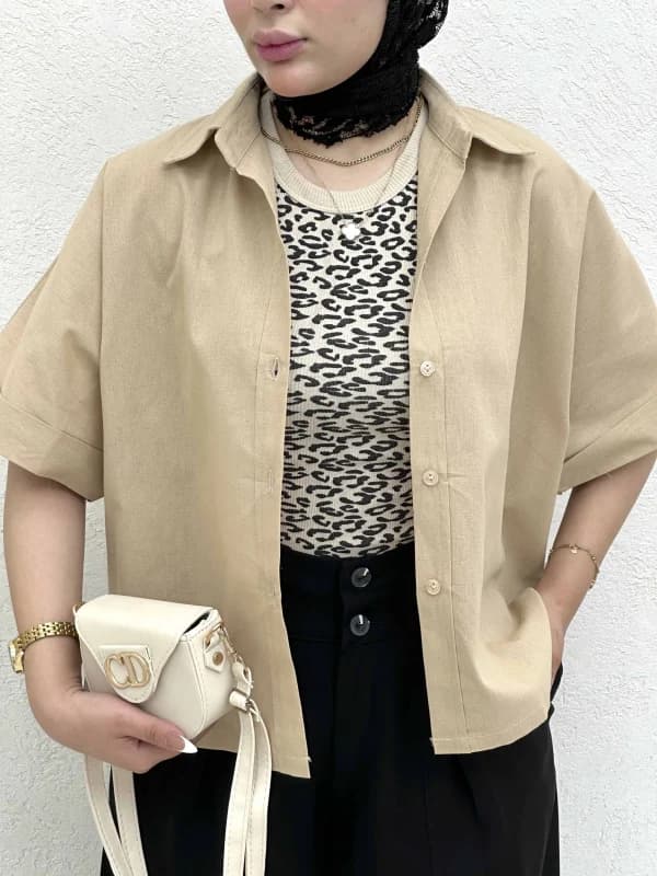 شومیز آستین پاکتی کوتاه