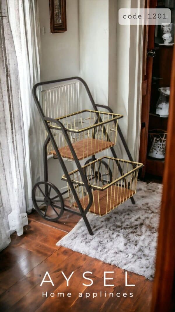 سبد سیب زمینی پیاز ( جا پیازی) طرح کالسکه 2 طبقه کد 1201 آیسل AYSEL