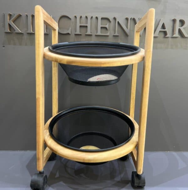 سبد سیب زمینی پیاز دو طبقه چرخدار چوب فلز برند 4home بسیار باکیفیت(تهران(پیک)-شهرستان(تیپاکس))