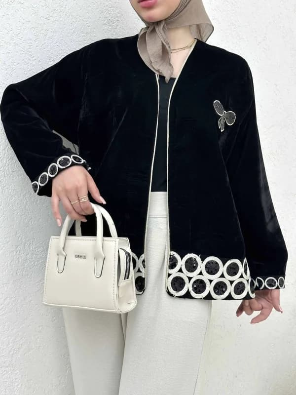 کت مخمل پولکی پاپیون