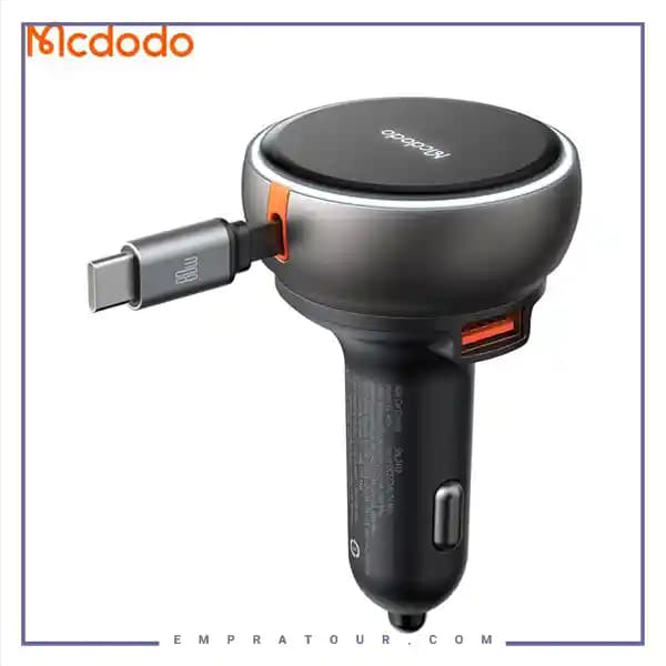 شارژر فندکی 80وات 3 پورت با کابل متصل تایپ سی مک دودو مدل MCDODO CC-4850