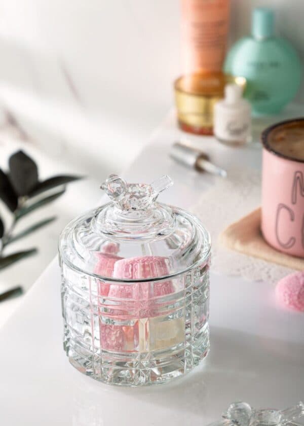 قندان و شکلات خوری بلوری درب بلبل یک طبقه (کندی)