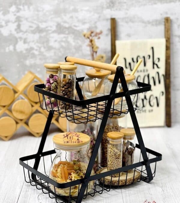 استند دو طبقه فلز و چوب سالوت