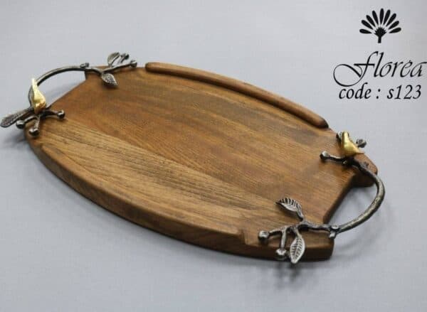 سینی بیضی دسته پیوتر طرح پرنده برند فلورا Florea سایز بزرگ