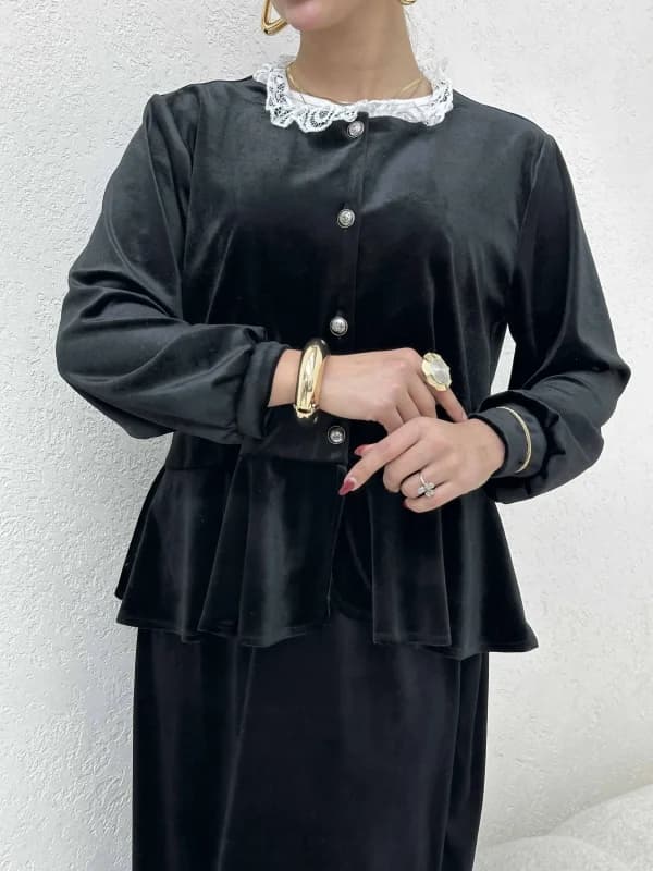 کت مخمل یقه گیپور