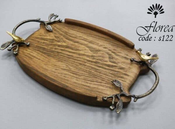 سینی بیضی دسته پیوتر طرح پرنده برند فلورا Florea سایز کوچک