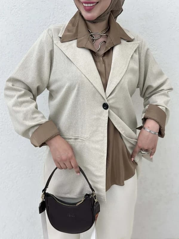 کت یقه انگلیسی تک دکمه