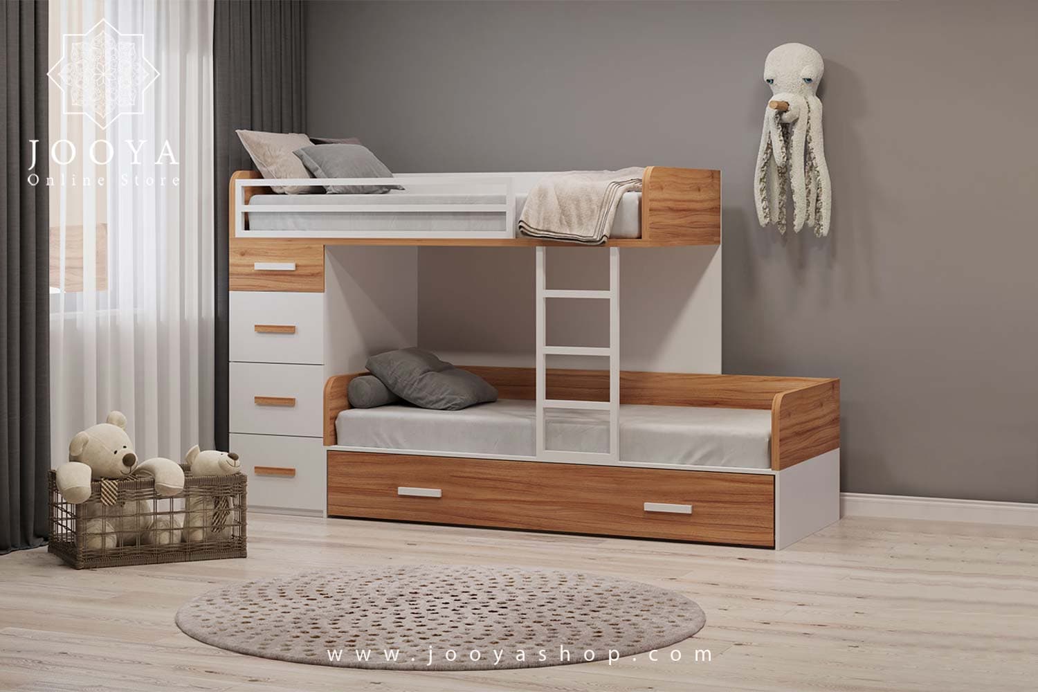 تخت دو طبقه سه نفره پادینا مدل BT730