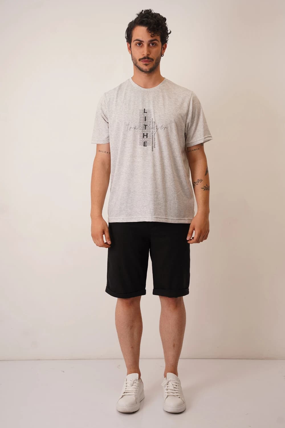 تیشرت یقه کشبافت چاپی lithe مردانه