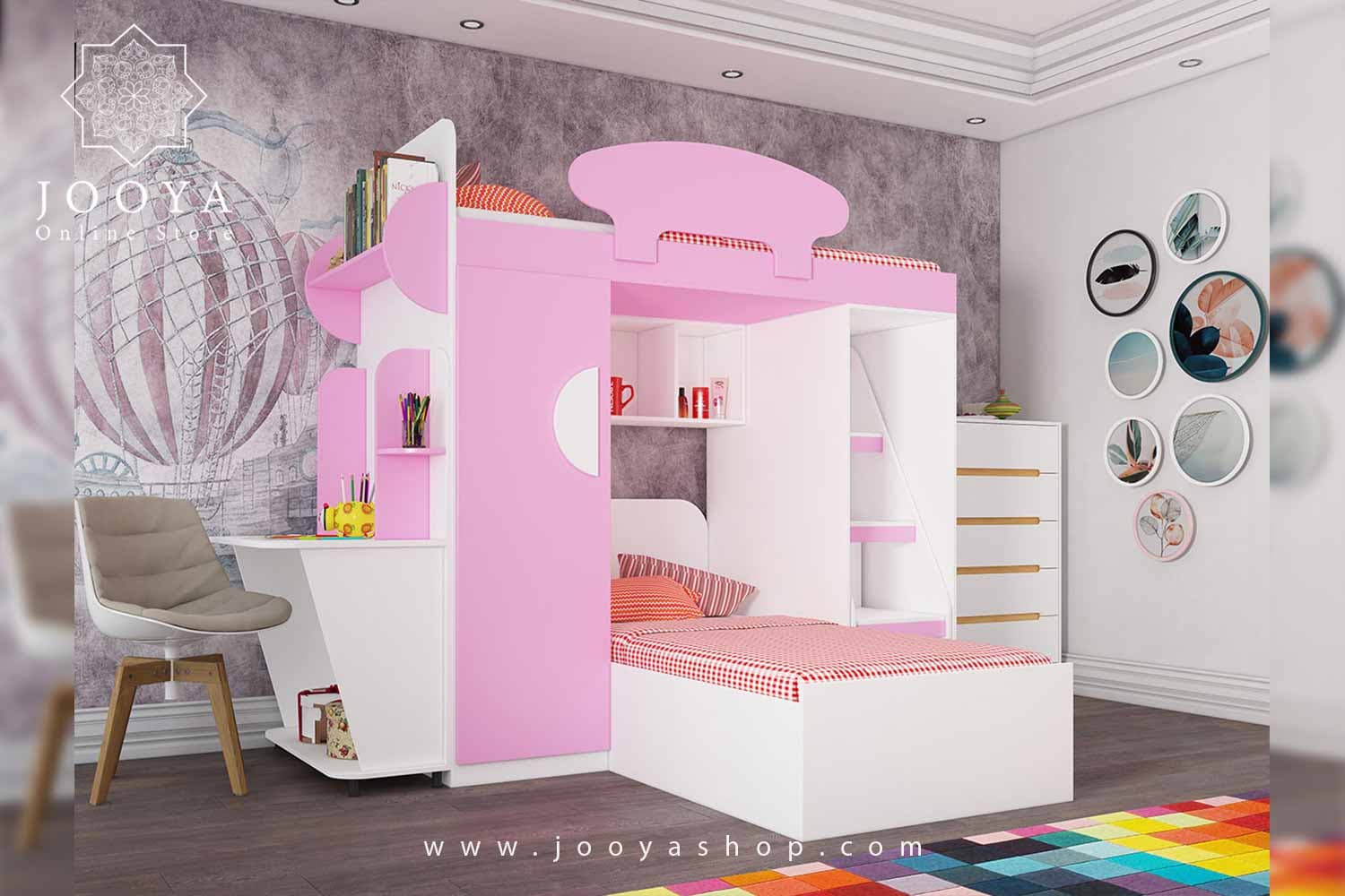 مجموعه تخت خواب دوطبقه نوجوان آدرینا مدل BT708