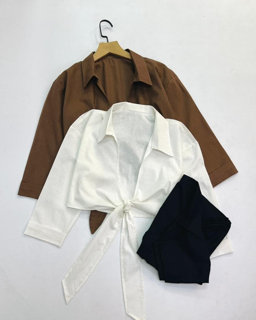 شومیزجلوگره زنانه لینن