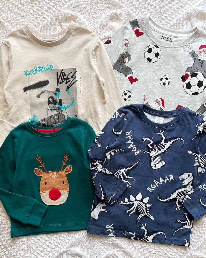 بلوز نخی پسرانه گوزن ، بابانوئل ، اسکیت george , M&s