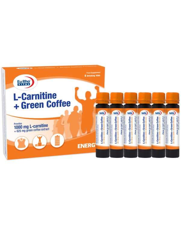 ویال خوراکی ال کارنیتین پلاس عصاره قهوه سبز یوروویتال بسته 6 عددی