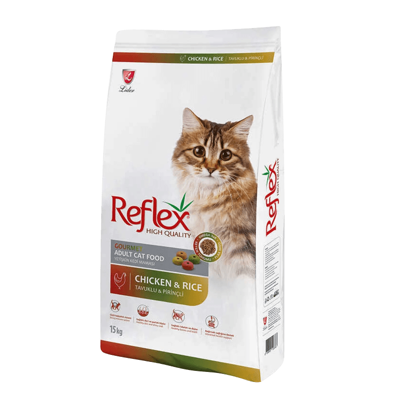 غذای خشک گربه مولتی کالر رفلکس (Reflex High Quality Multi Color Chicken) وزن 15 کیلوگرم