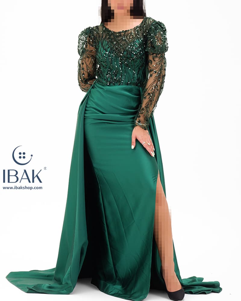 پیراهن 4714 دو دامن گیپور پولکی BEL