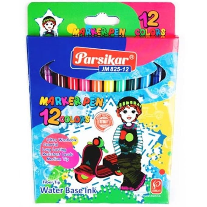 ماژیک نقاشی 12 رنگ جعبه مقوایی پارسیکار jm 826
