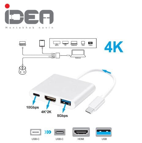 تبدیل ایده Type-C به HDMI و USB3.0 و PD Type-C ایده