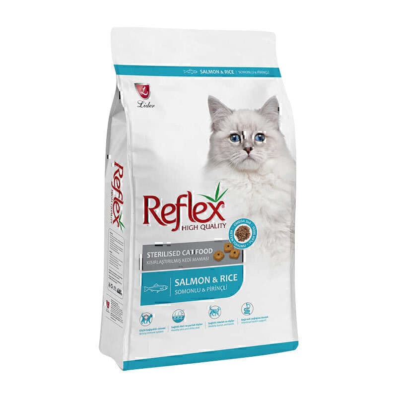 غذای خشک گربه عقیم رفلکس طعم ماهی و برنج Reflex sterilised cat with salmon and rice وزن ۲ کیلوگرم