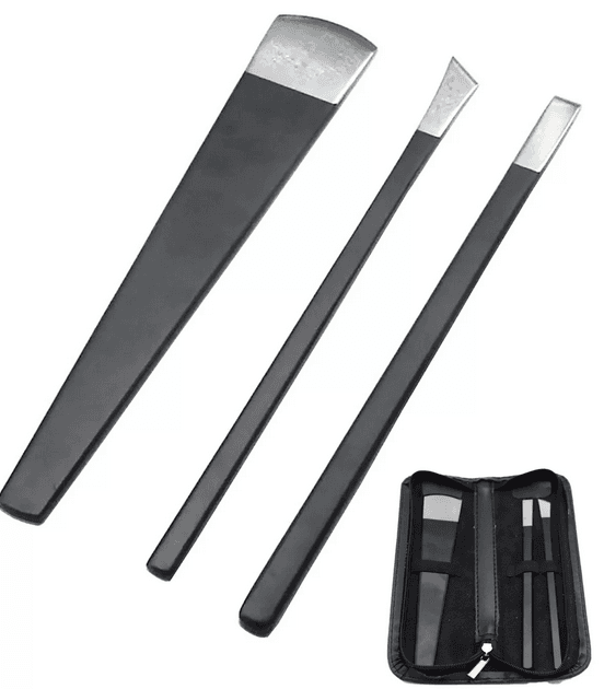 ست / پک 3 عددی تیغ شارپن پدیکور روسی حرفه ای کیف چرم مشکی