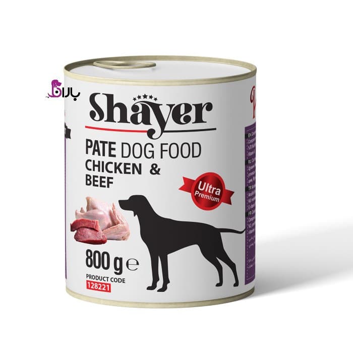 کنسرو سگ شایر با طعم مرغ و گوشت قرمز وزن ۸۰۰ گرم