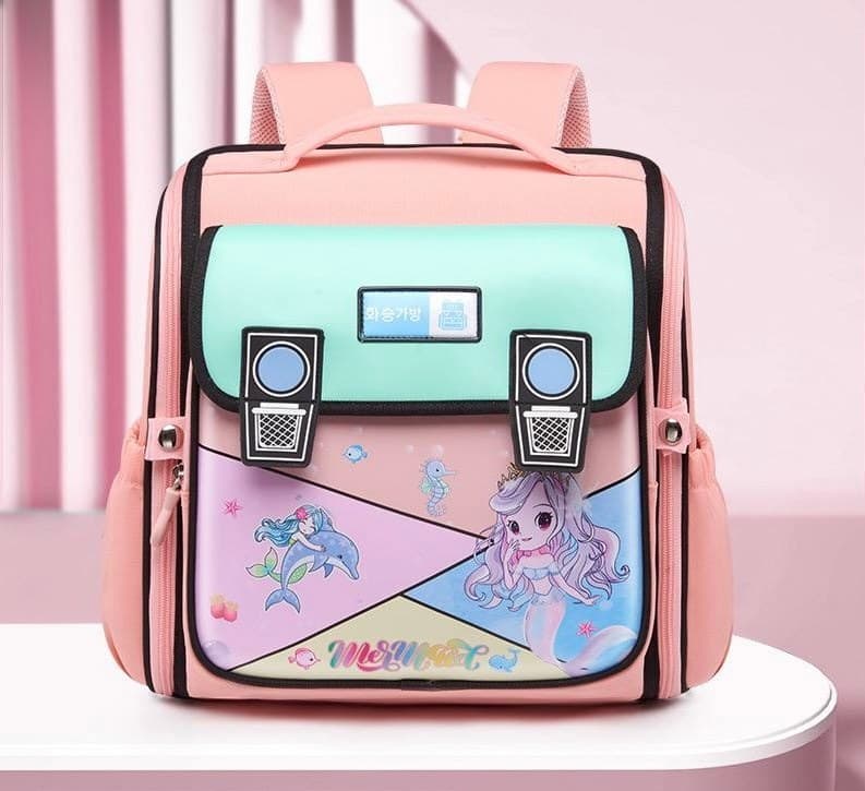 کوله پشتی صندوقی دخترانه طرح پری دریایی کد 8988