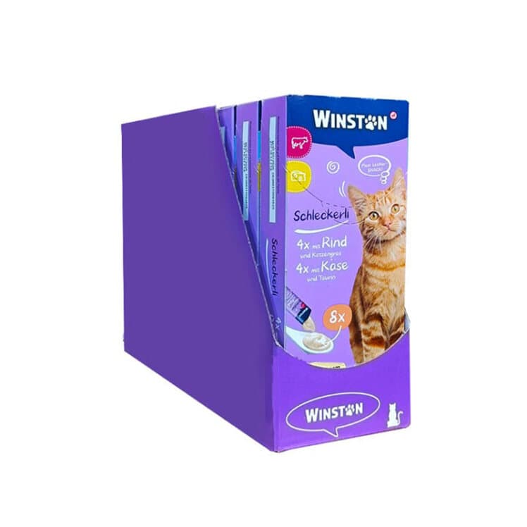 بستنی گربه وینستون با طعم گوشت و پنیر Winston mit rind & cheese پک ۷۲ عددی